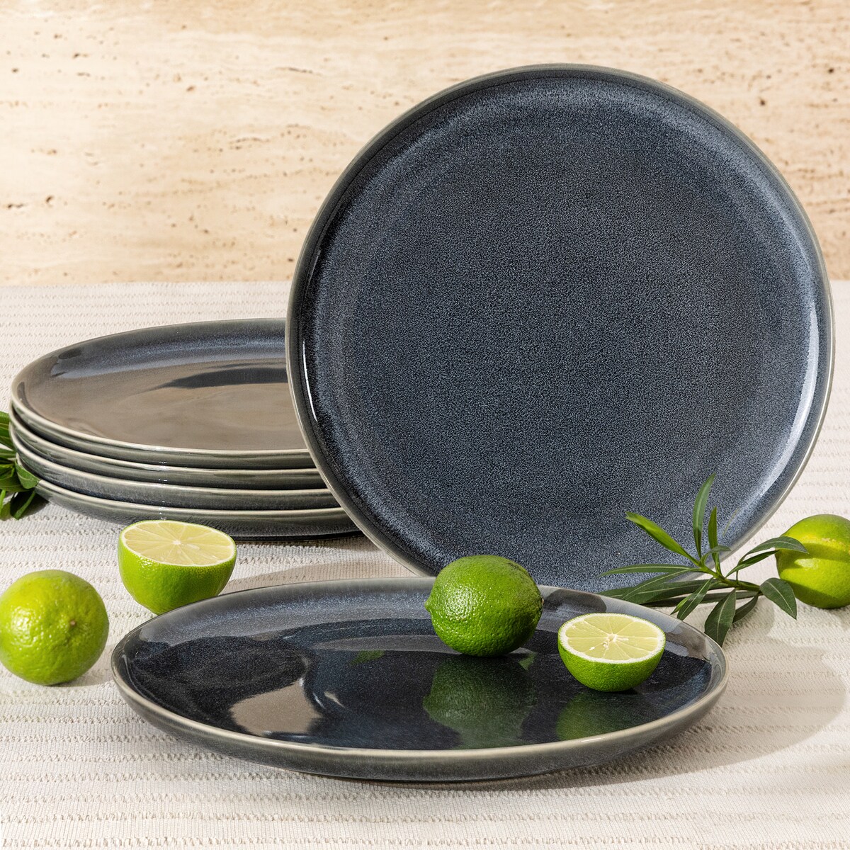 EDA Talerz obiadowy 6 szt., niebieski/szary/beżowy