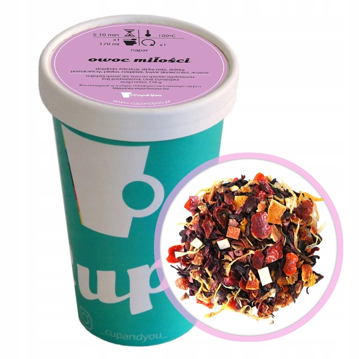 Sypana herbata owocowa OWOC MIŁOŚCI dzika róża hibiskus 150g premium