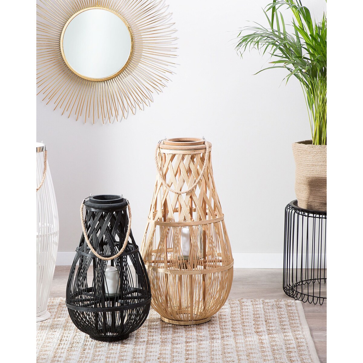 Lampion drewniany 77 cm naturalny TONGA