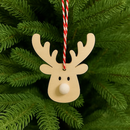 Zawieszki drewniane RENIFERY na choinkę ozdoby zestaw na prezent w pudełku