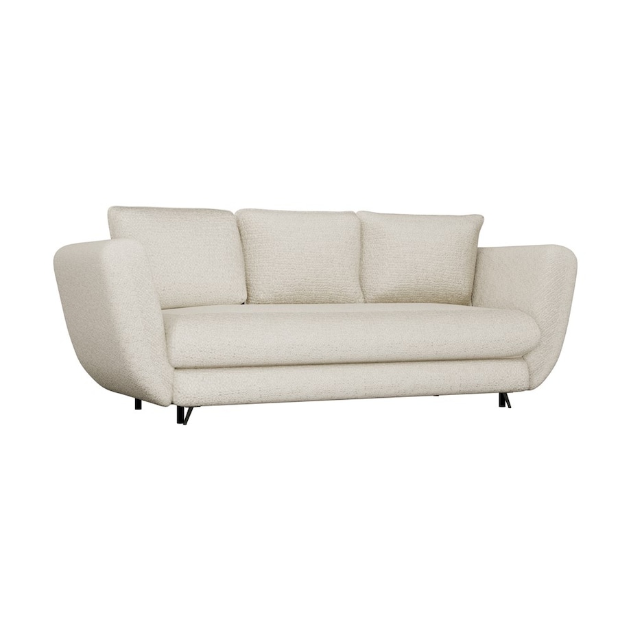 SOFA SARIS 3-OSOBOWA Z FUNKCJĄ SPANIA BEŻOWA NOGA CZARNA DO SALONU POKOJU