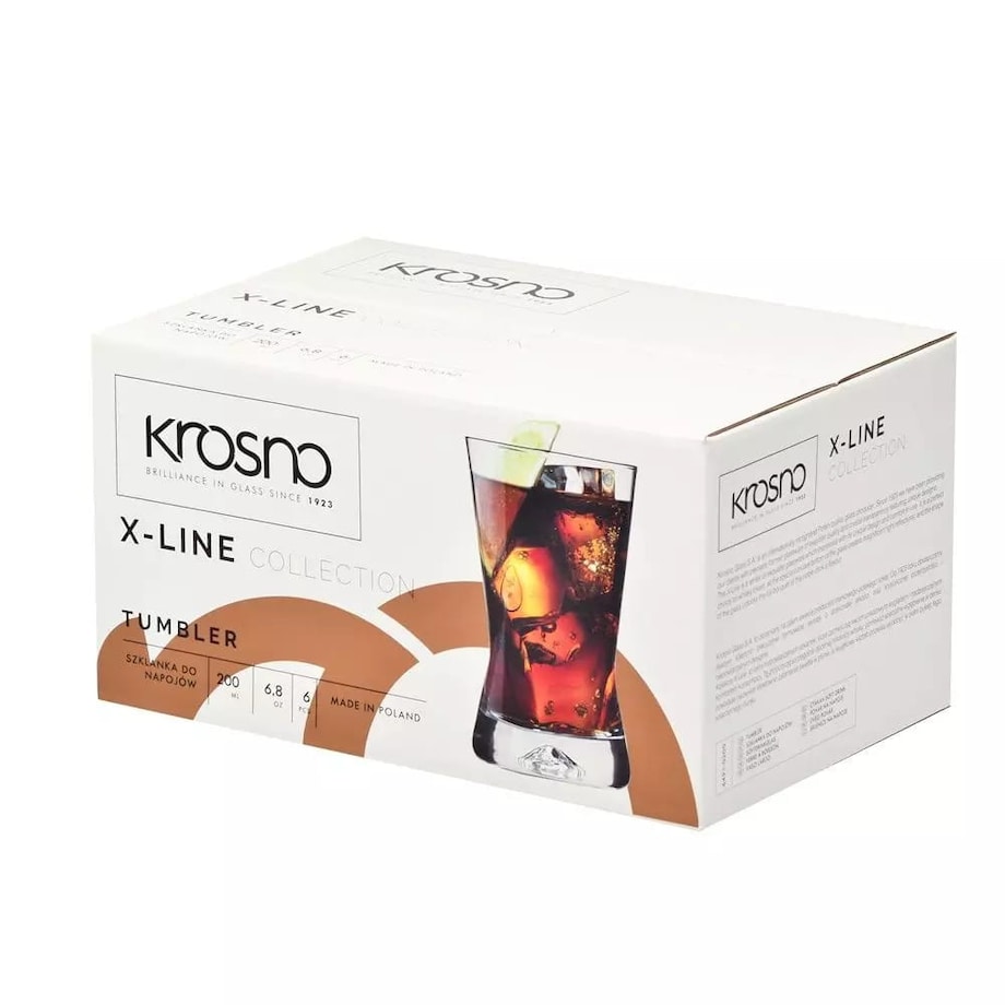 Krosno Szklanki Tradycyjne Literatki Drink Sok X-Line 200 ml 6 szt Komplet