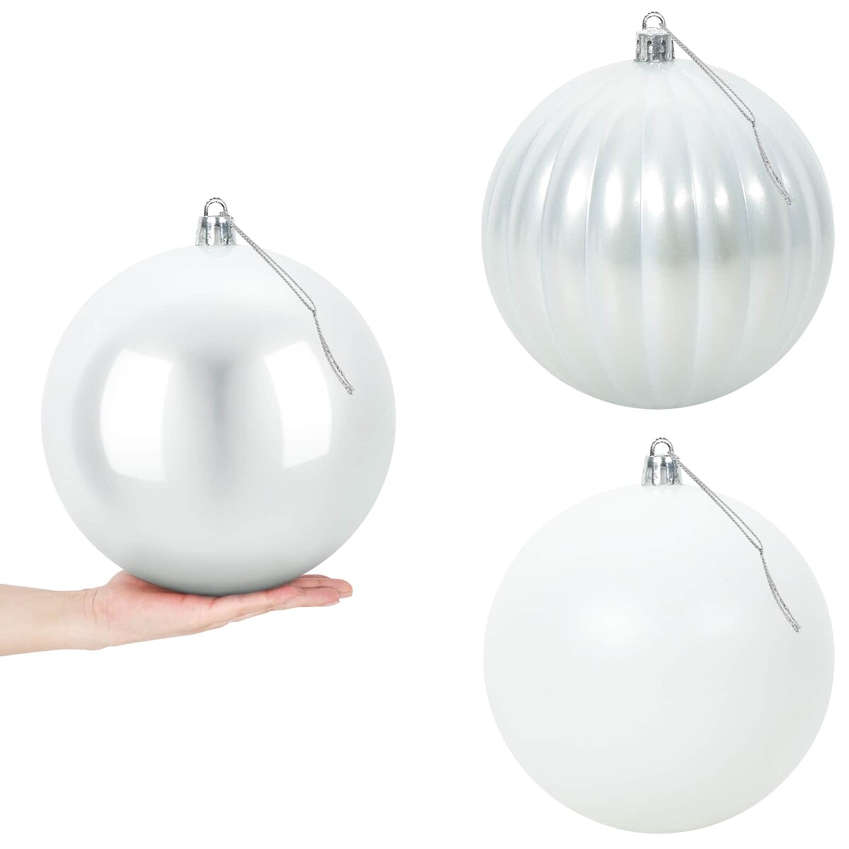 vidaXL Zestaw bombek choinkowych XXL 3 szt. Biały Śr. 25 cm