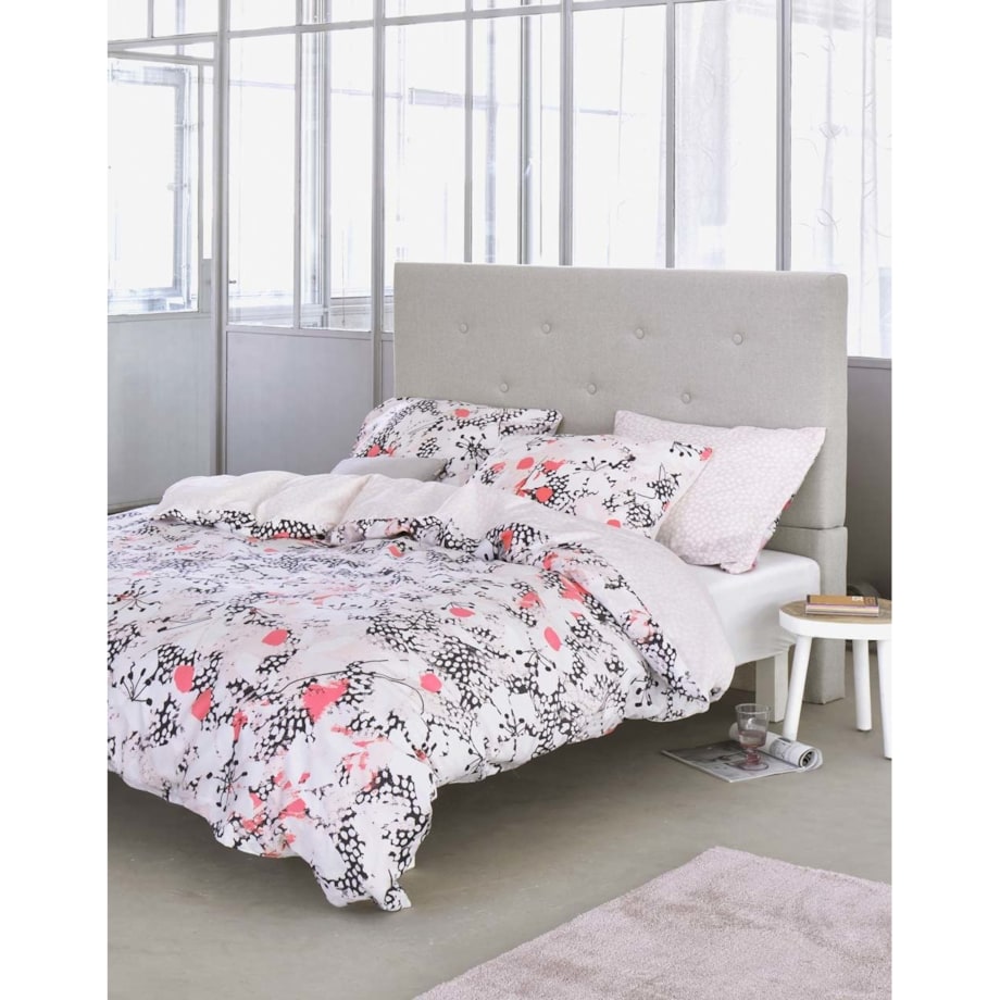 Komplet różowej pościeli z bawełny satynowej w kwiaty, poszewka ozdobna, pościel w kwiaty, pościel Esprit, 200 x 220 cm