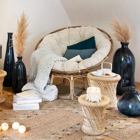 Fotel rattanowy z poduszką Seram Ø 112 cm