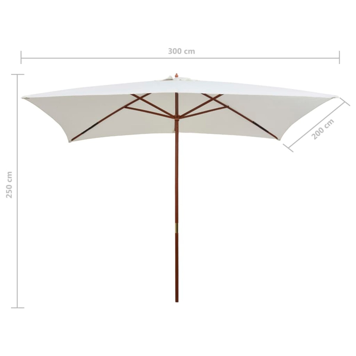 vidaXL Parasol ogrodowy, 200x300 cm, drewniany, kremowy