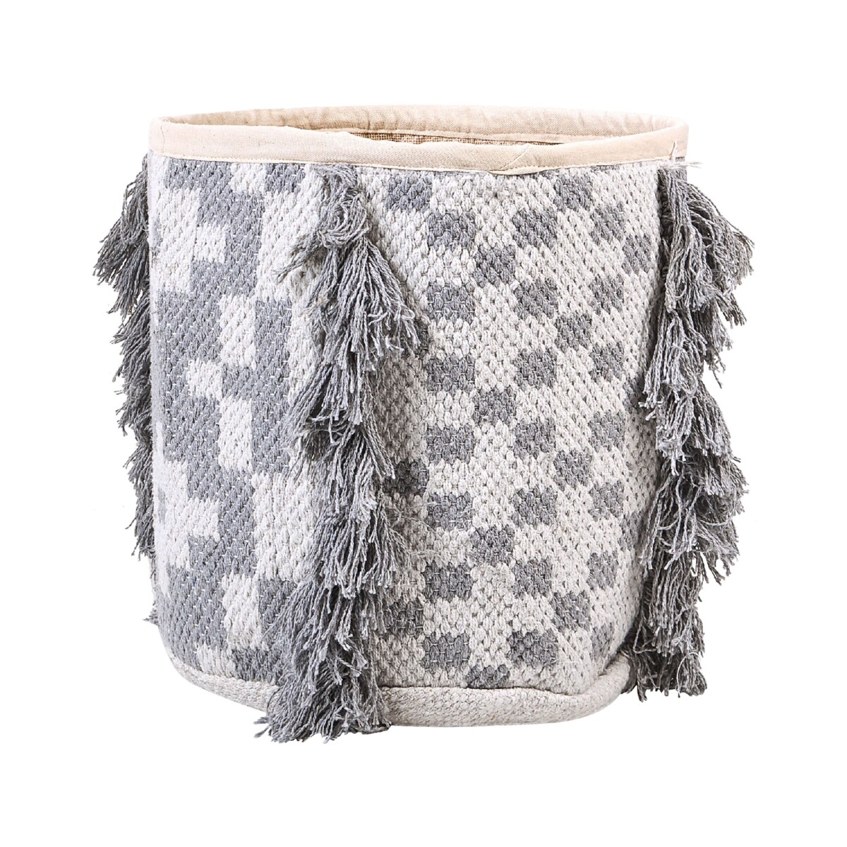 Zestaw 2 koszy bawełnianych złamana biel z szarym KALAI