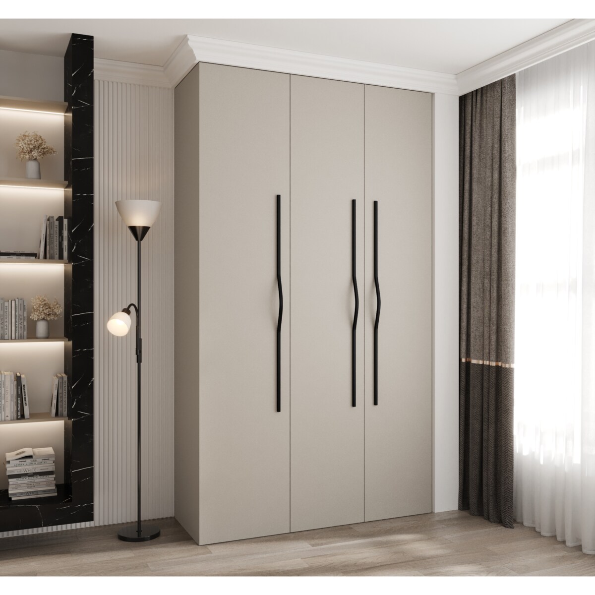 Szafa trzydrzwiowa Como 2 140 gł.40 kaszmir+czarny