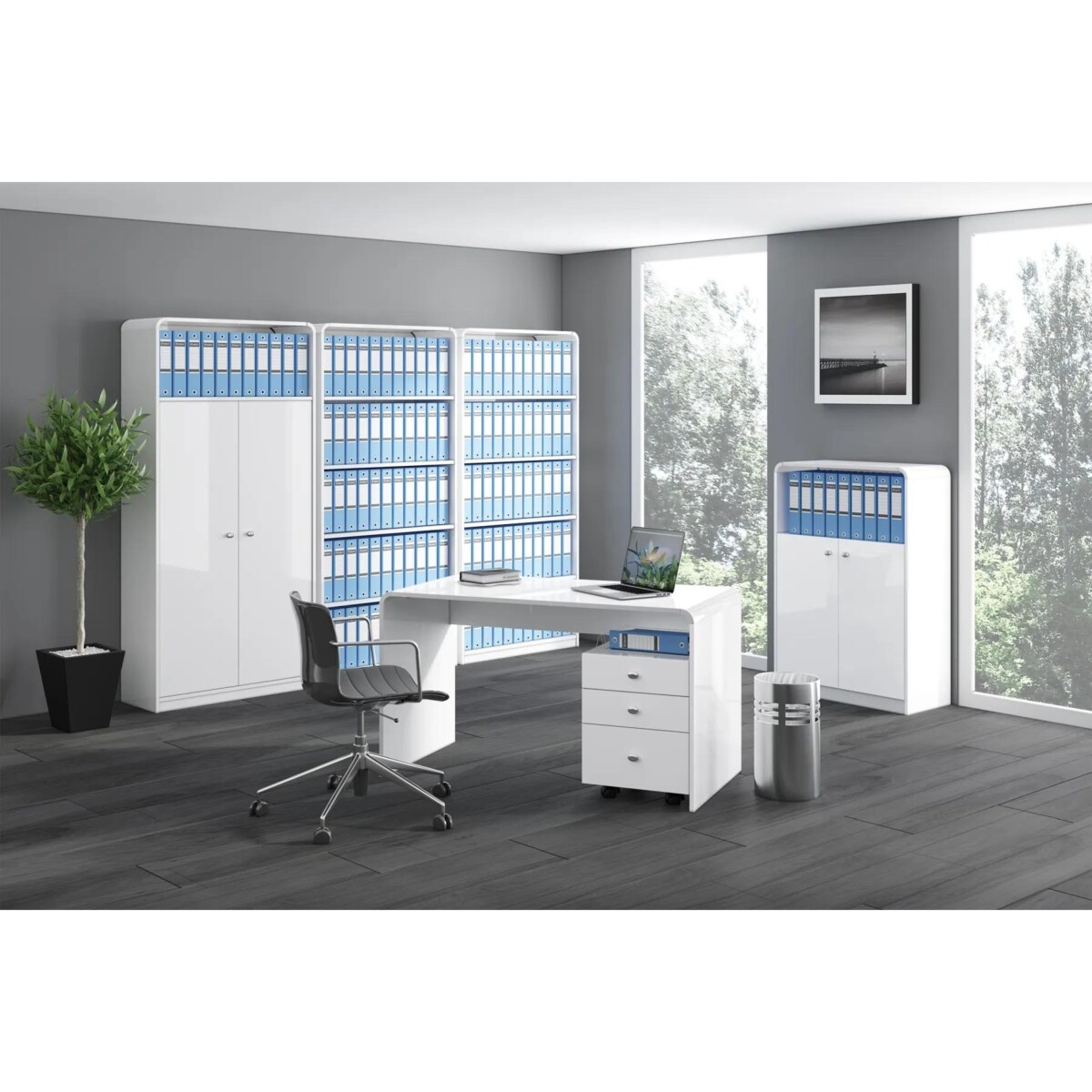 Komoda biurowa MILANO 80 biały połysk