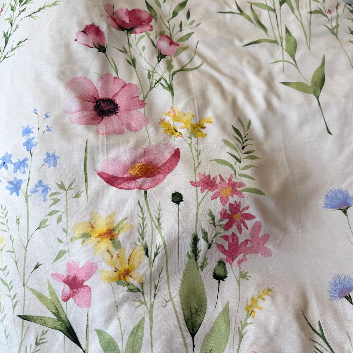 Pościel bawełniana 200x220 cm Kwiaty kremowe drobne wiosenna