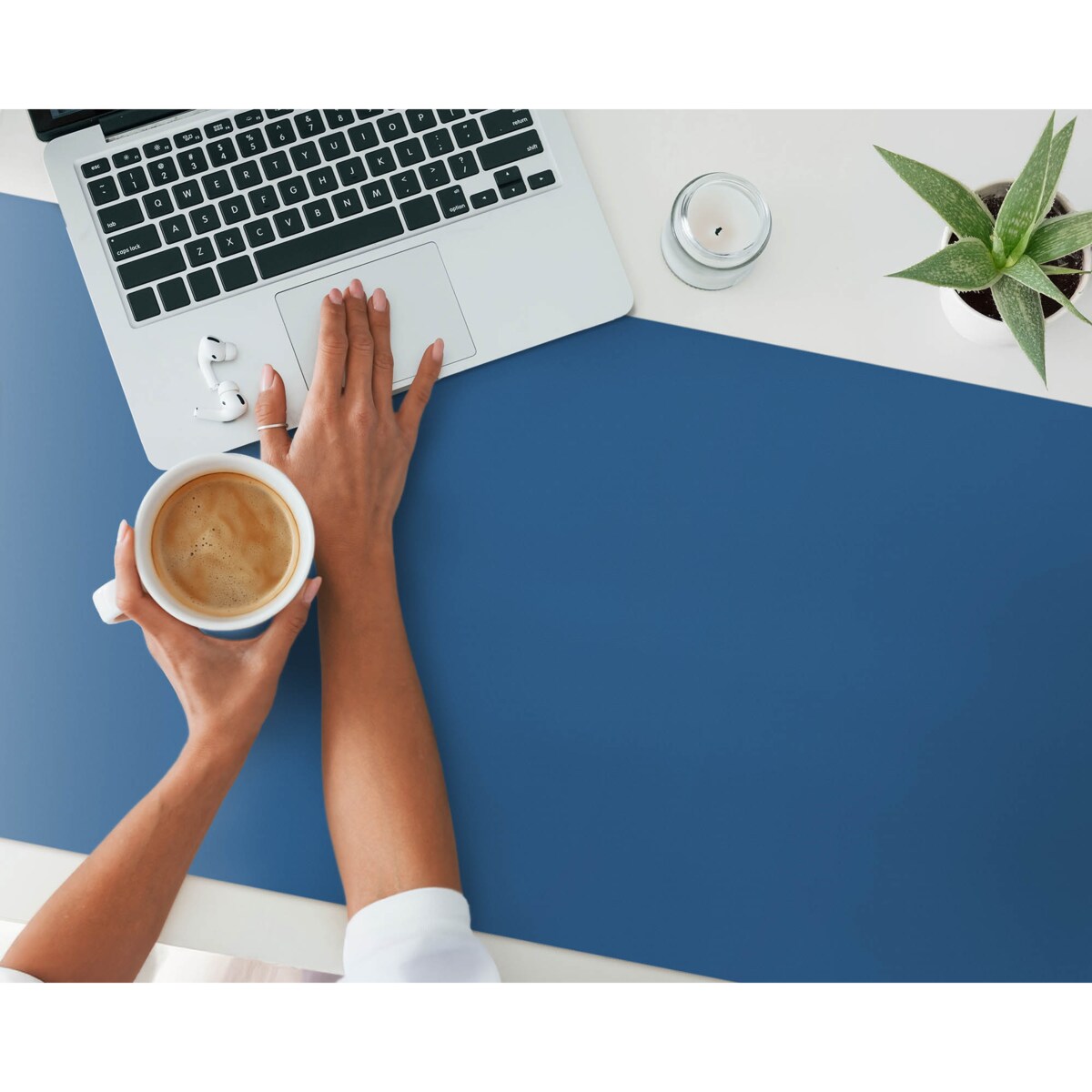 Granatowa mata na biurko Kolor Niebieski, 120x60 cm