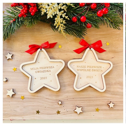 Drewniane zawieszki choinkowe 2 szt