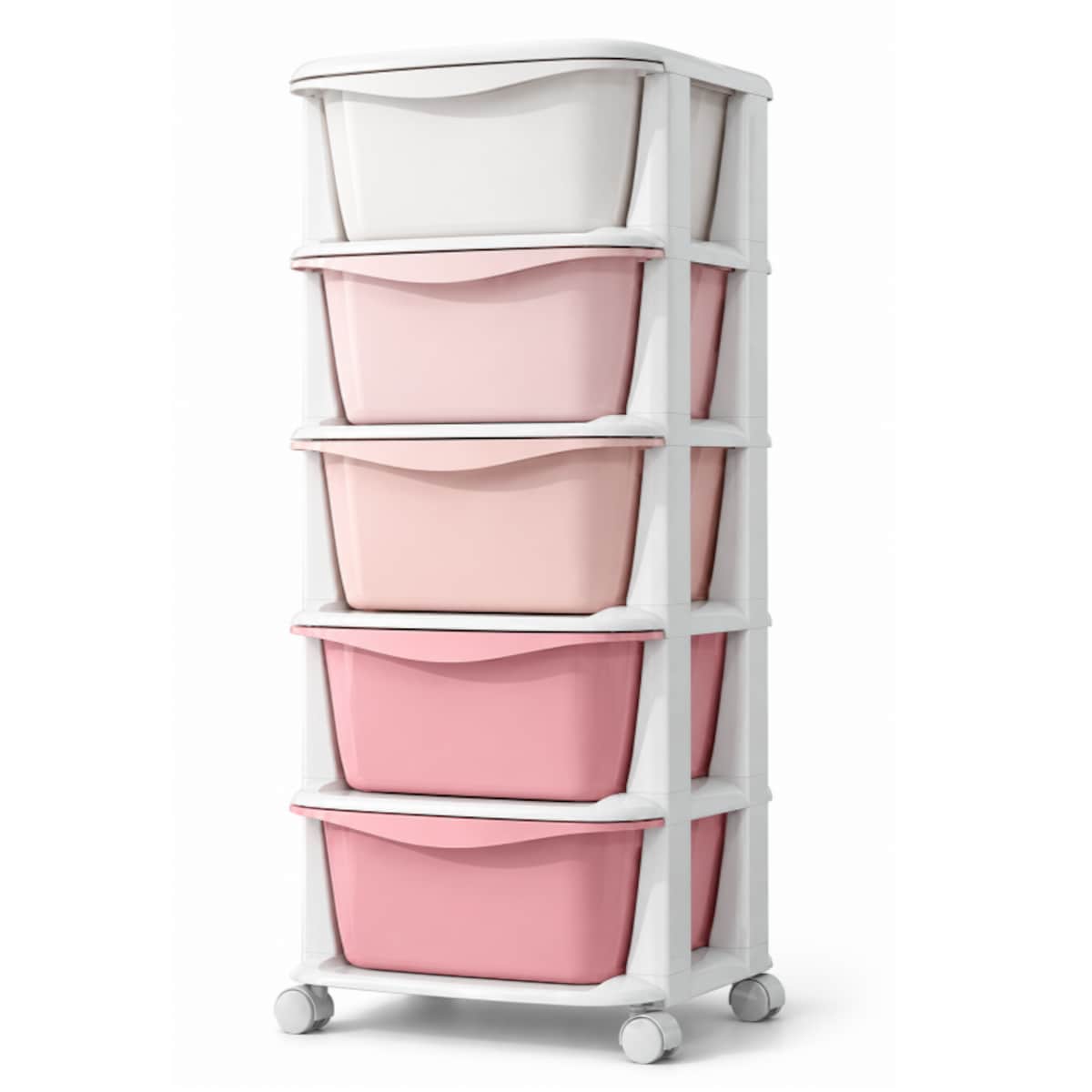 Plastikowy regał na kółkach szafka szuflady szafa 97x38x37cm OMBRE różowy PO24