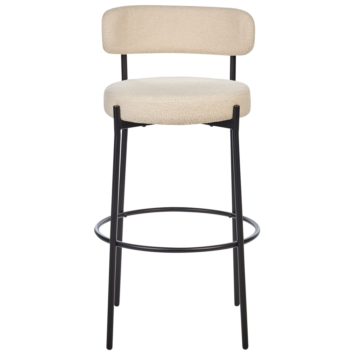 Zestaw 2 krzeseł barowych ALLISON Boucle Jasnobeżowy