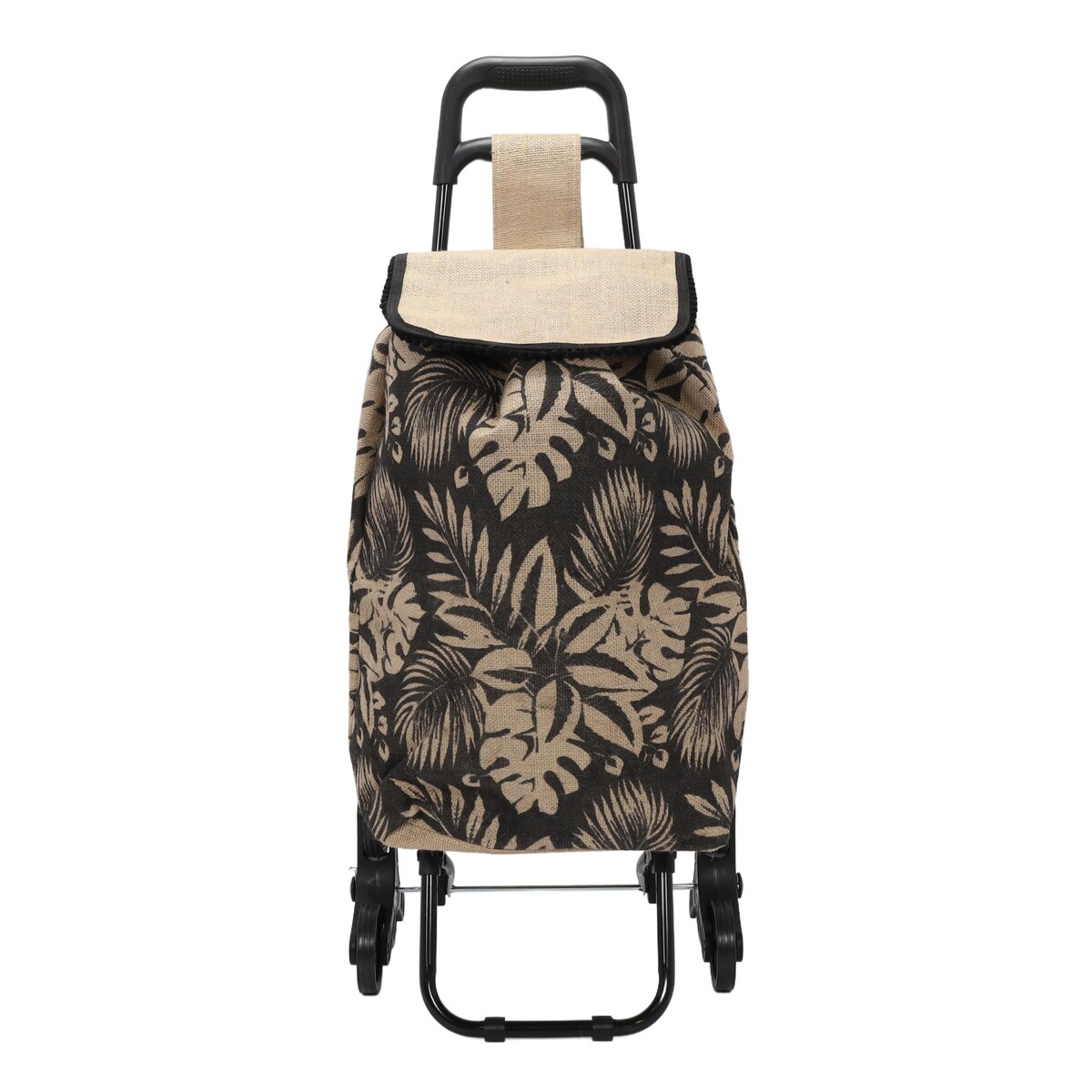 Wózek na zakupy na kółkach, jutowa torba, 33 l