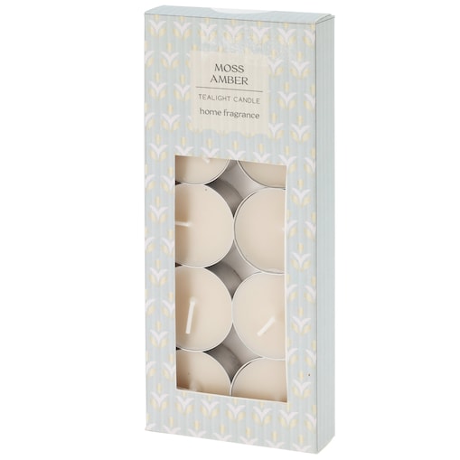 Świeczki Zapachowe Parafinowe Tealight Małe Podgrzewacze Zestaw 10 Szt. Moss Amber