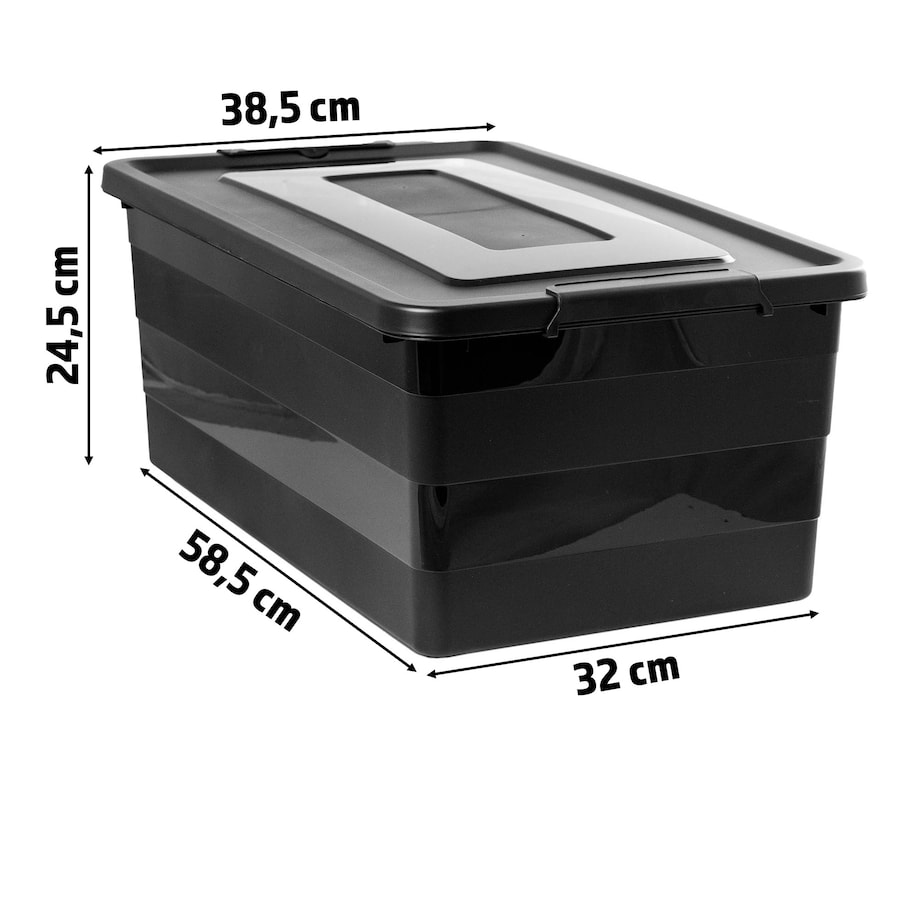 Pojemnik Plastikowy Pudełko Plastikowe Z Pokrywką Na Kółkach Box Czarny 40L