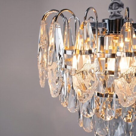 Lampa Sufitowa Wisząca Swe077-Cp 30Cm Chrom, Szkło, Metal, Tkanina