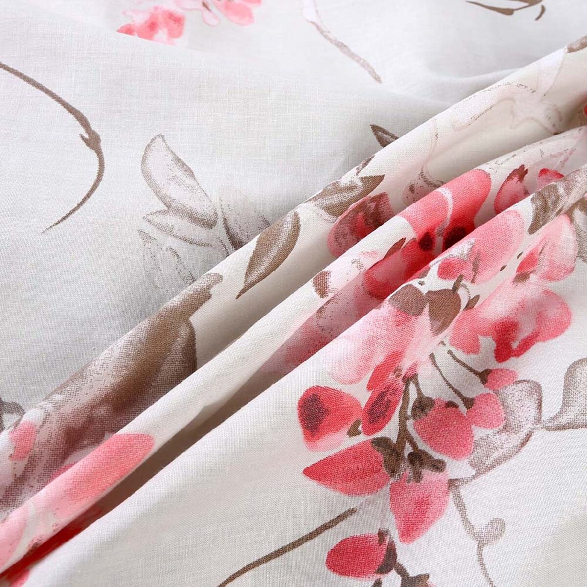 Pościel bawełniana 160x200 Rozalia beżowa w różowe kwiaty, Cottonlove