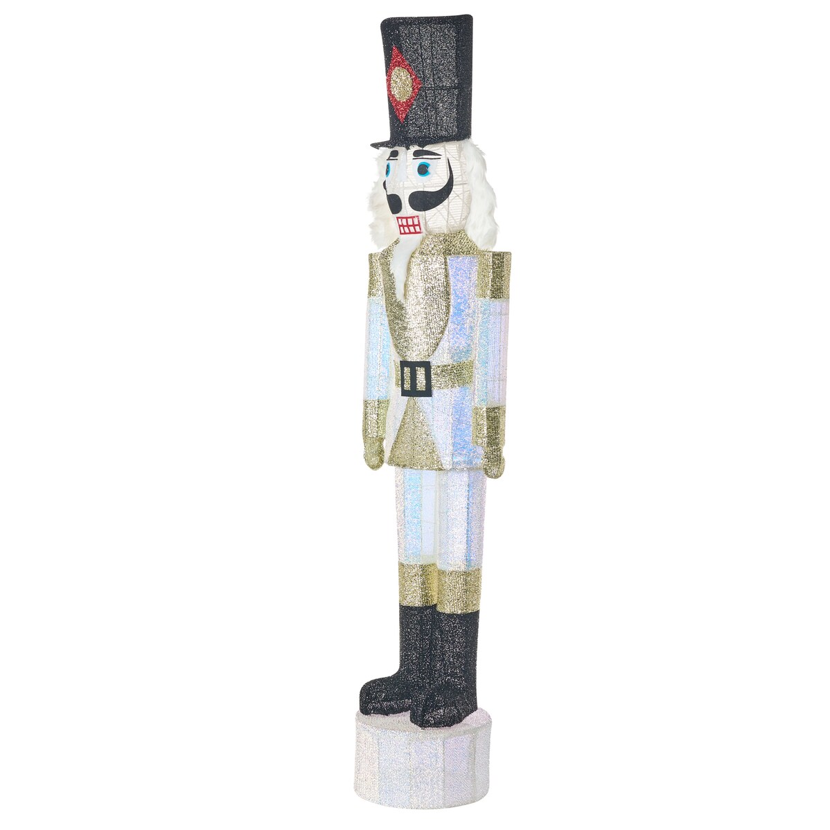 Dekoracja ogrodowa LED STOROVAN Dziadek do orzechów 152 cm Biały/ złoty