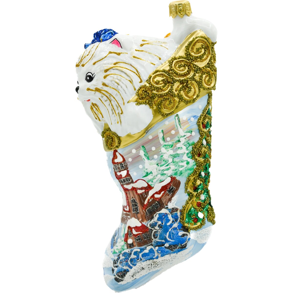 Bombka choinkowa: Świąteczna skarpeta z pieskiem