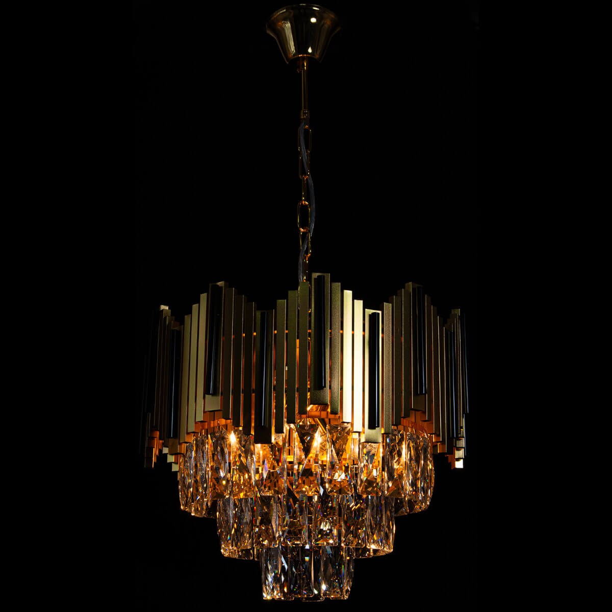 Lampa wisząca Belize 6232/4 TR BL glamour do salonu okrągła złota