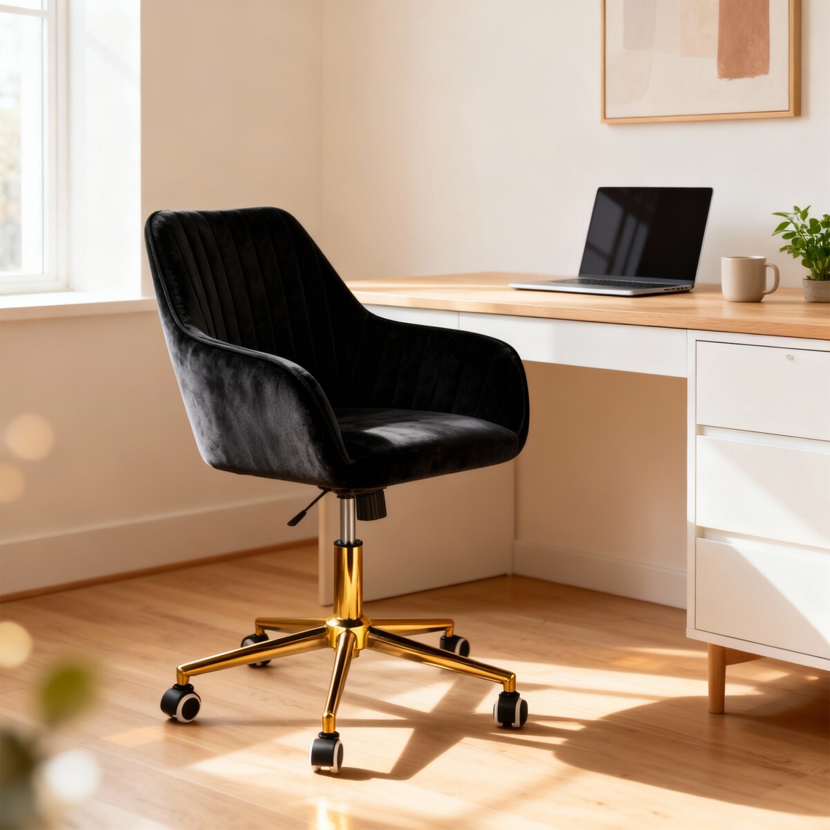 Eleganckie krzesło CORUM obrotowe biurowe do biura czarne