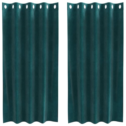 vidaXL Zasłony z zasłonami 2 pcs Ciemna zieleń 140 x 175 cm Aksamit