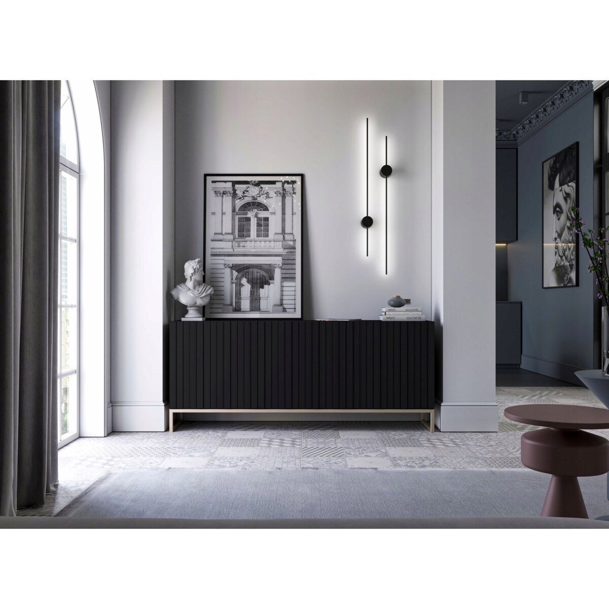 Komoda RTV Glamour Szafka RTV Glamour Czarny Mat 168cm