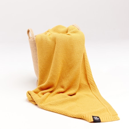 Pled pleciony musztardowy, 130 x 160 cm, La Manta