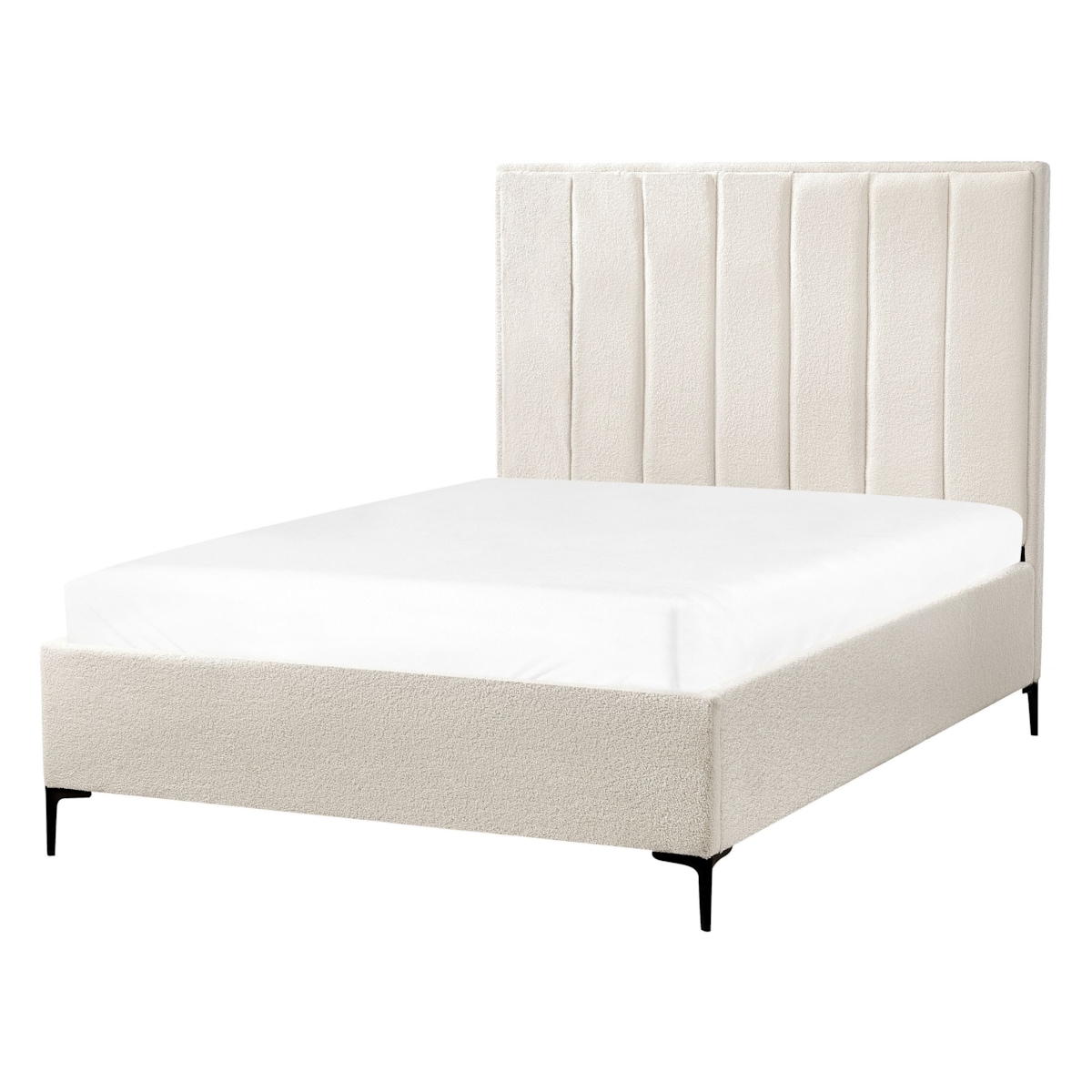 Łóżko ze stelażem SEZANNE Boucle Złamana biel