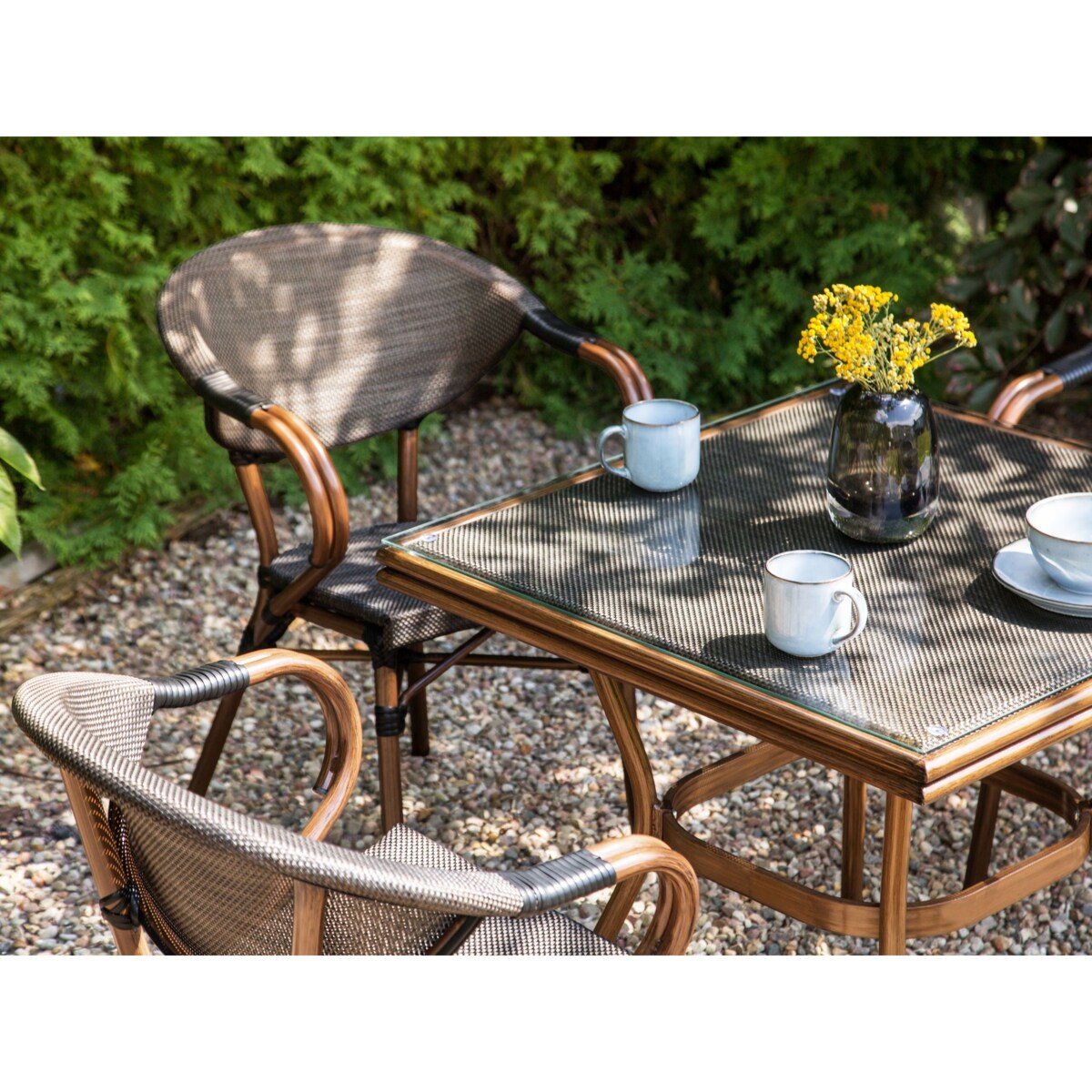 Stół ogrodowy Szkło Ciemne drewno CASPRI II