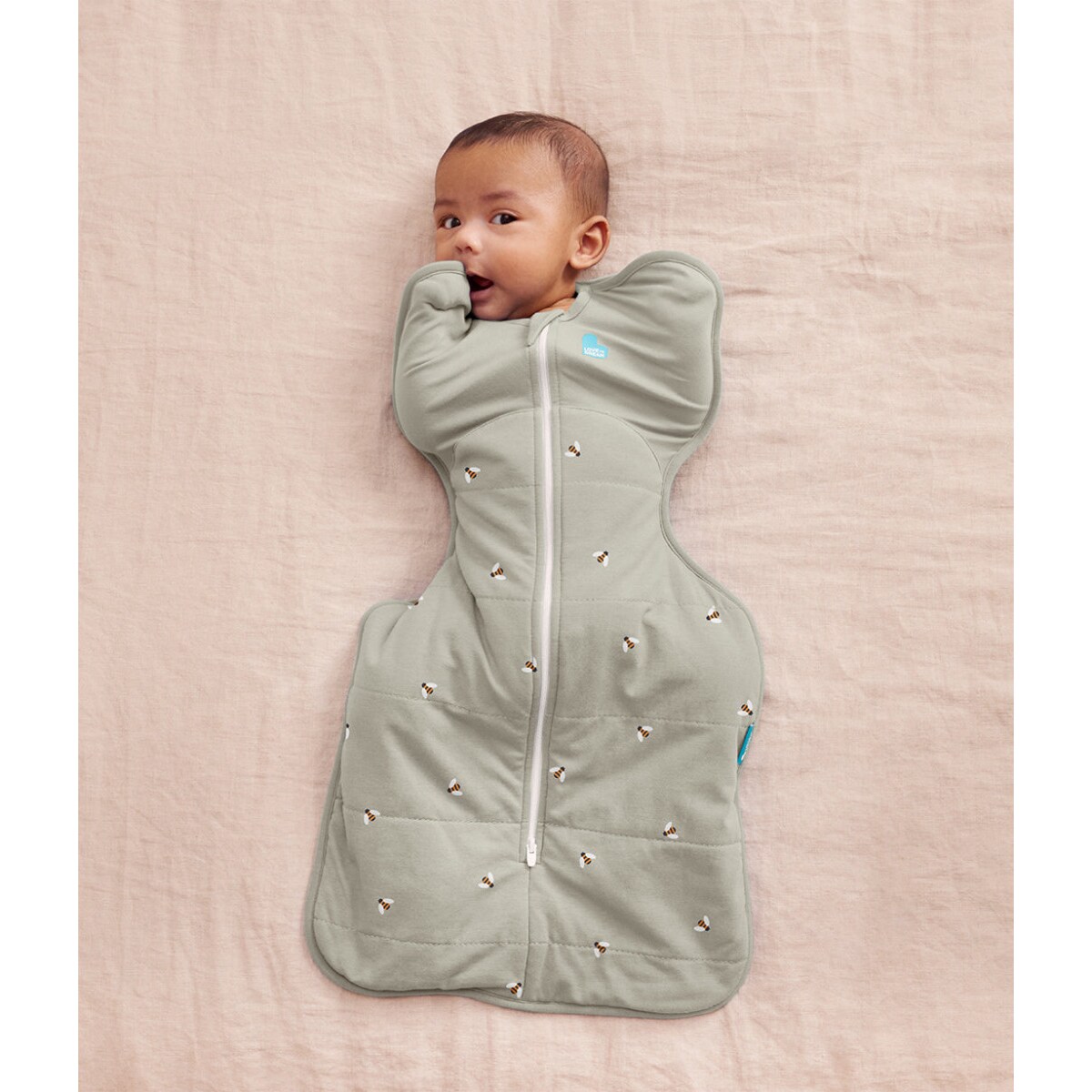 Otulacz Swaddle UP - pikowany rozmiar XS - oliwkowy pszczółki - ETAP 1 - TOG 2.5