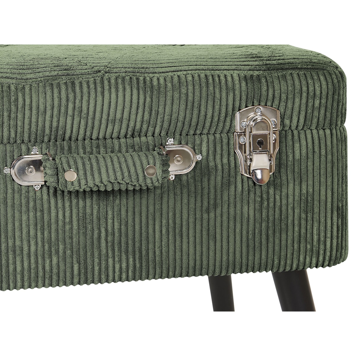 Stołek ze schowkiem sztruksowy zielony MALLARD