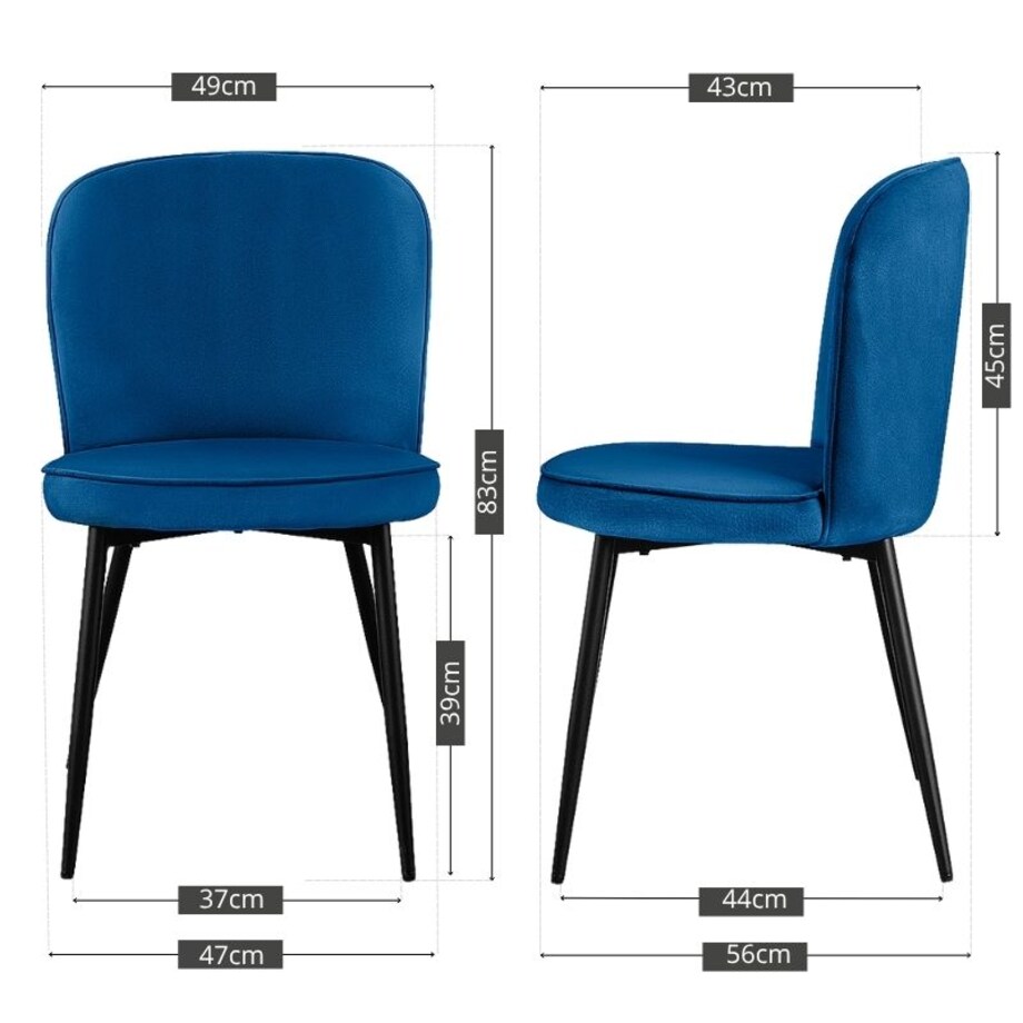 Krzesło tapicerowane do salonu jadalni welurowe wygodne velvet granatowe