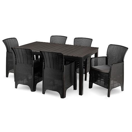 Zestaw Mebli Ogrodowych Na Taras Ogród Technorattan Czarny Popiel