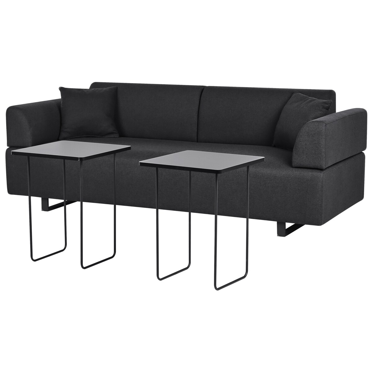 Sofa dla 3 osób SOKNA Czarny ze stolikami