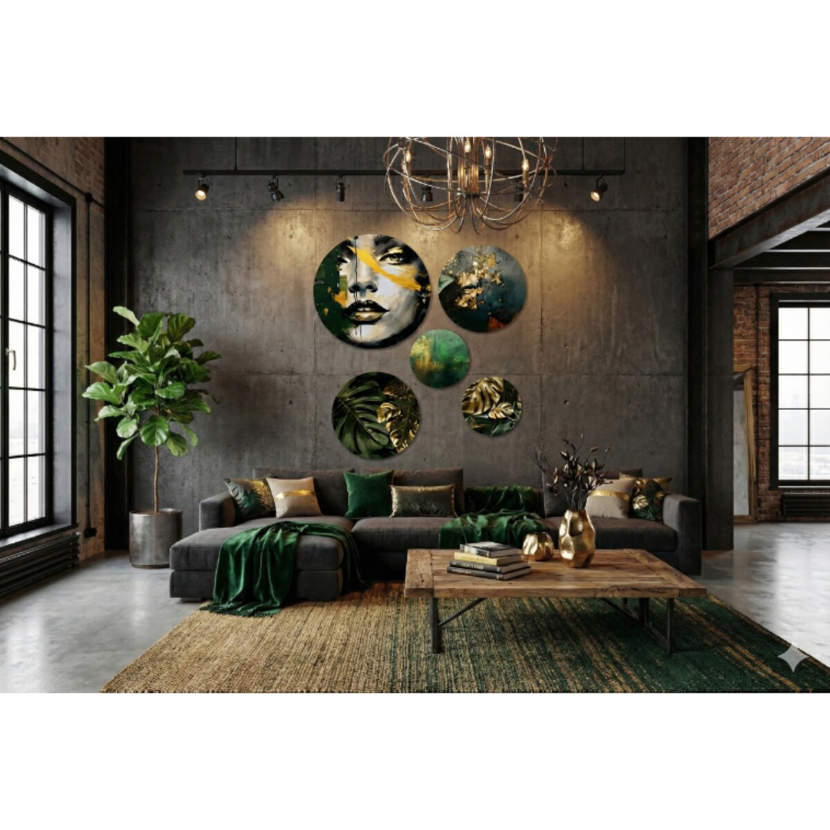 Obrazy ścienne Złote Liście Ozdoba na ścianę do sypialni pokoju salonu