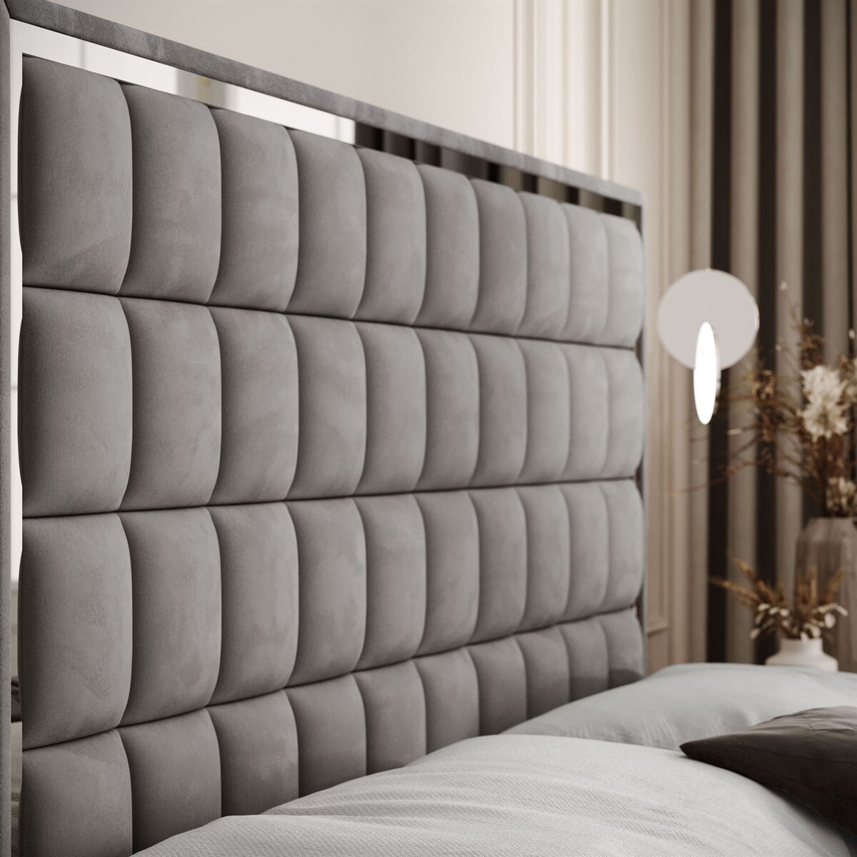 Łóżko kontynentalne ISADORA II SILVER, pojemnik na pościel, 180x200, RV 250, topper