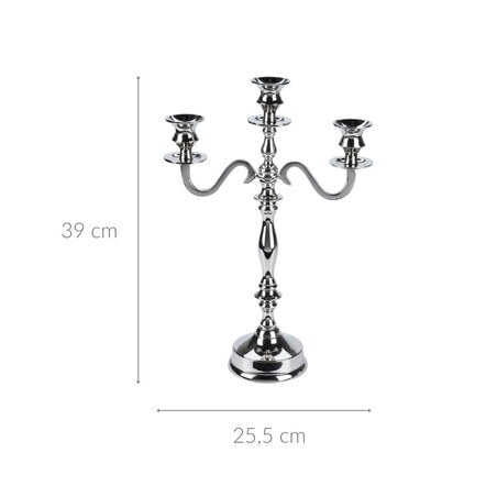 Srebrny świecznik, kandelabr na 3 świece, 39 cm