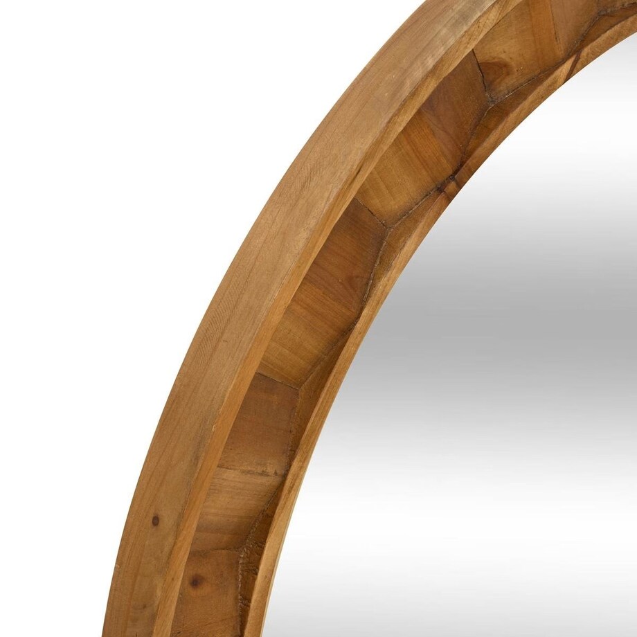 Lustro półowalne w drewnianej ramie, brązowe, 71x106 cm, Lucas