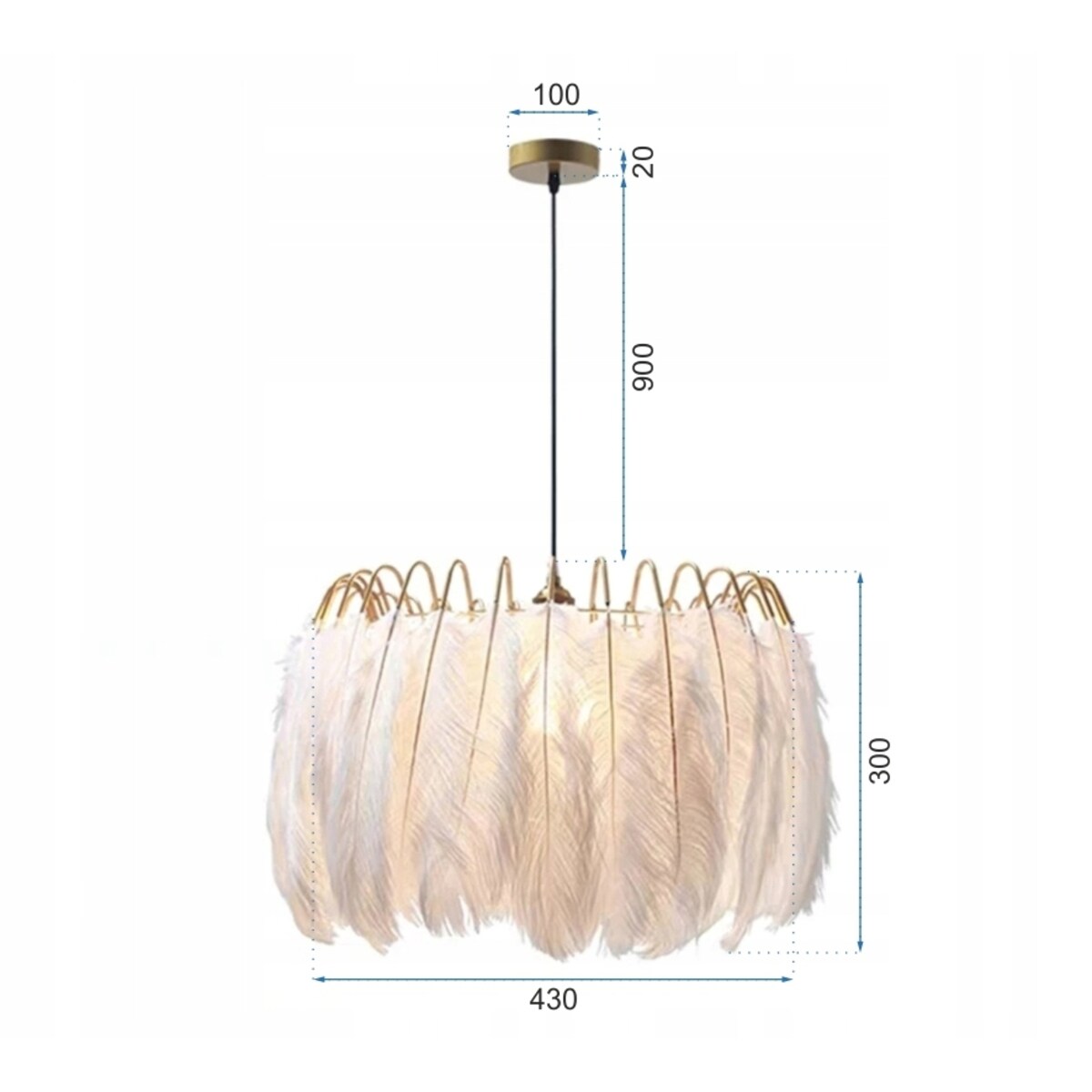 Lampa Sufitowa Wisząca Z Piórami Boho App662 Złota