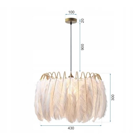 Lampa Sufitowa Wisząca Z Piórami Boho App662 Złota
