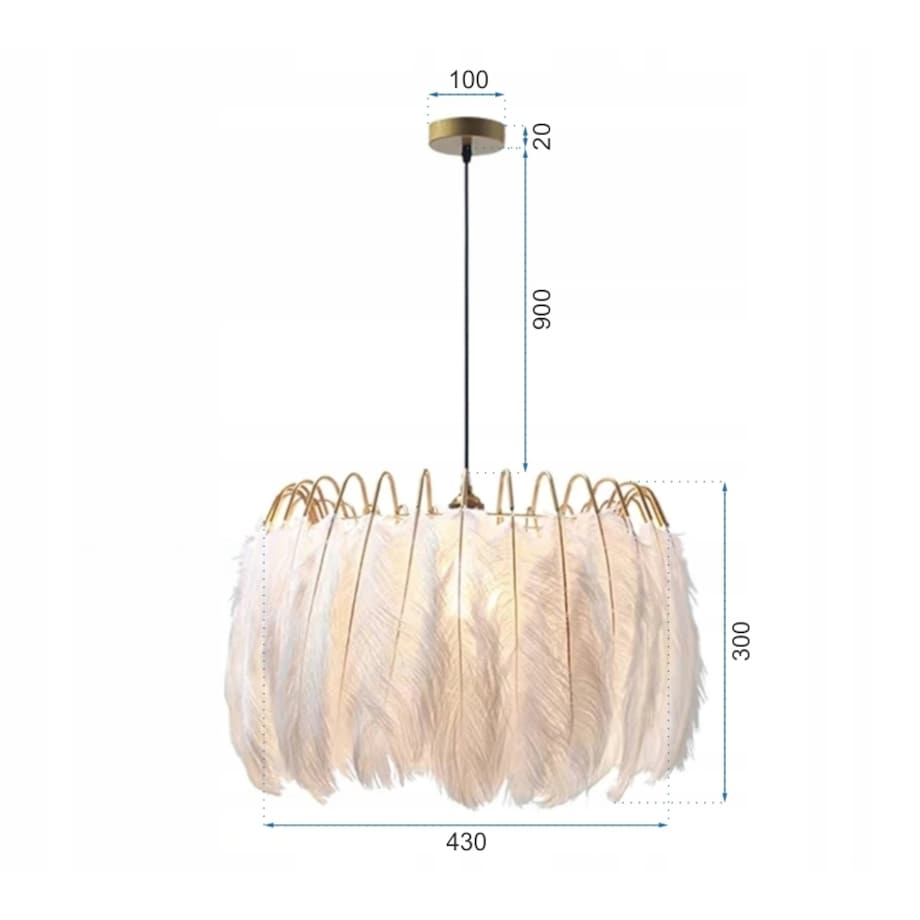 Lampa Sufitowa Wisząca Z Piórami Boho App662 Złota