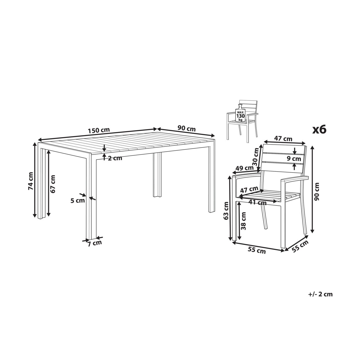 Zestaw ogrodowy stół i 6 krzeseł beżowy COMO