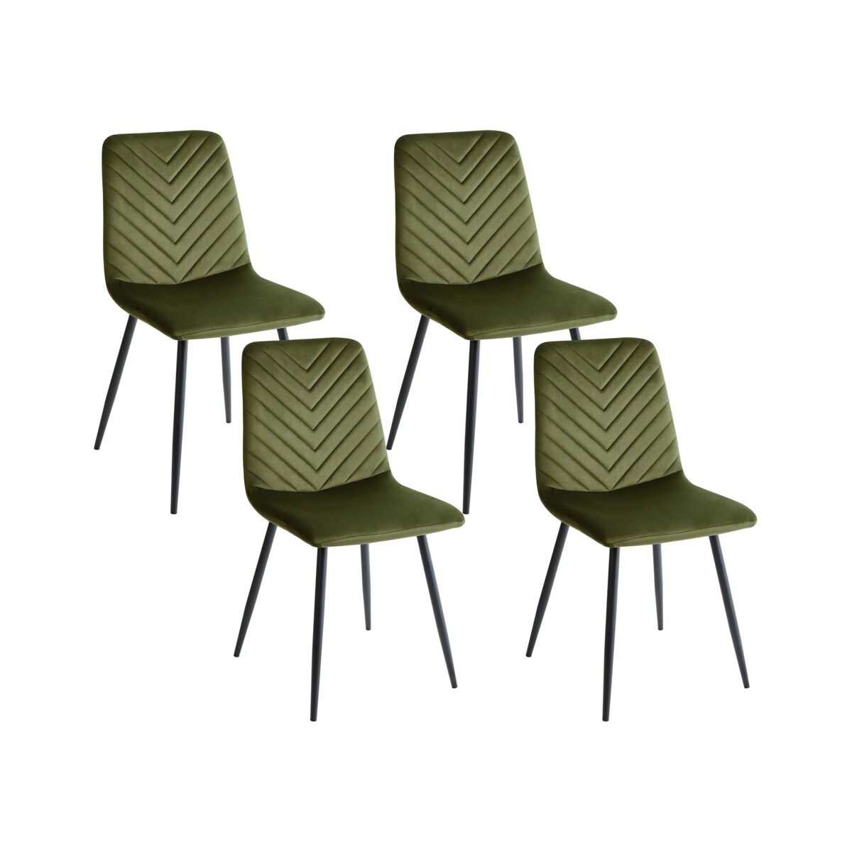 Zestaw 4 krzeseł do jadalni HAVRE Welur Oliwkowy