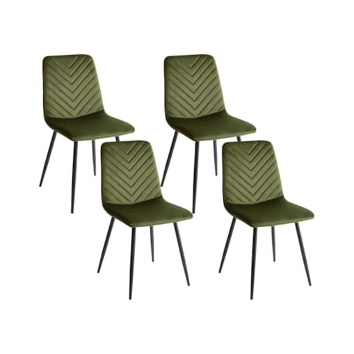 Zestaw 4 krzeseł do jadalni HAVRE Welur Oliwkowy