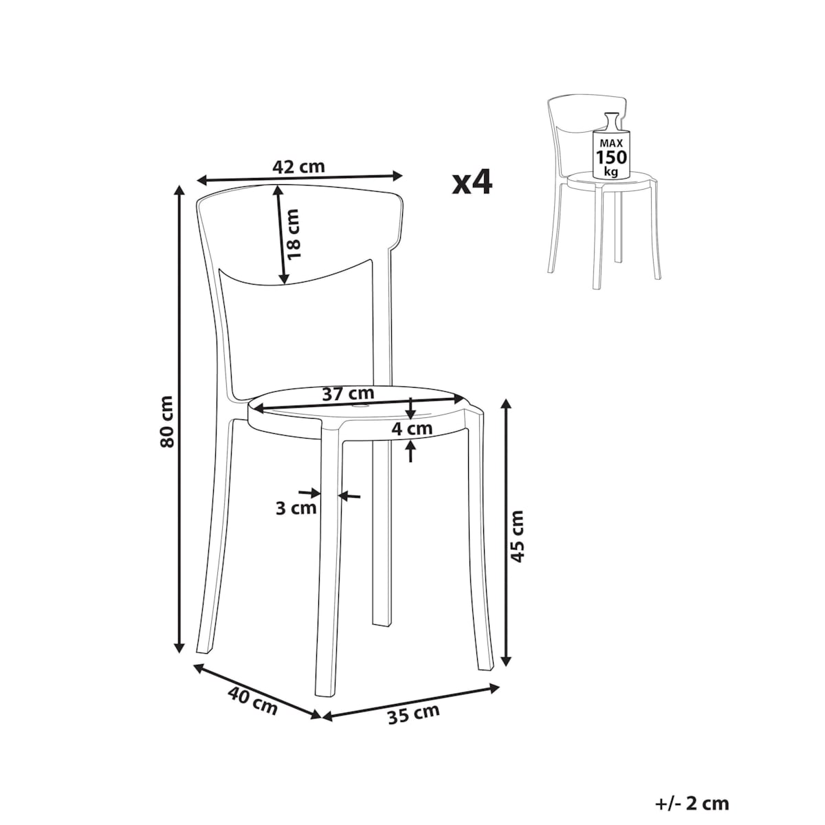 Zestaw 4 krzeseł do jadalni czarny VIESTE