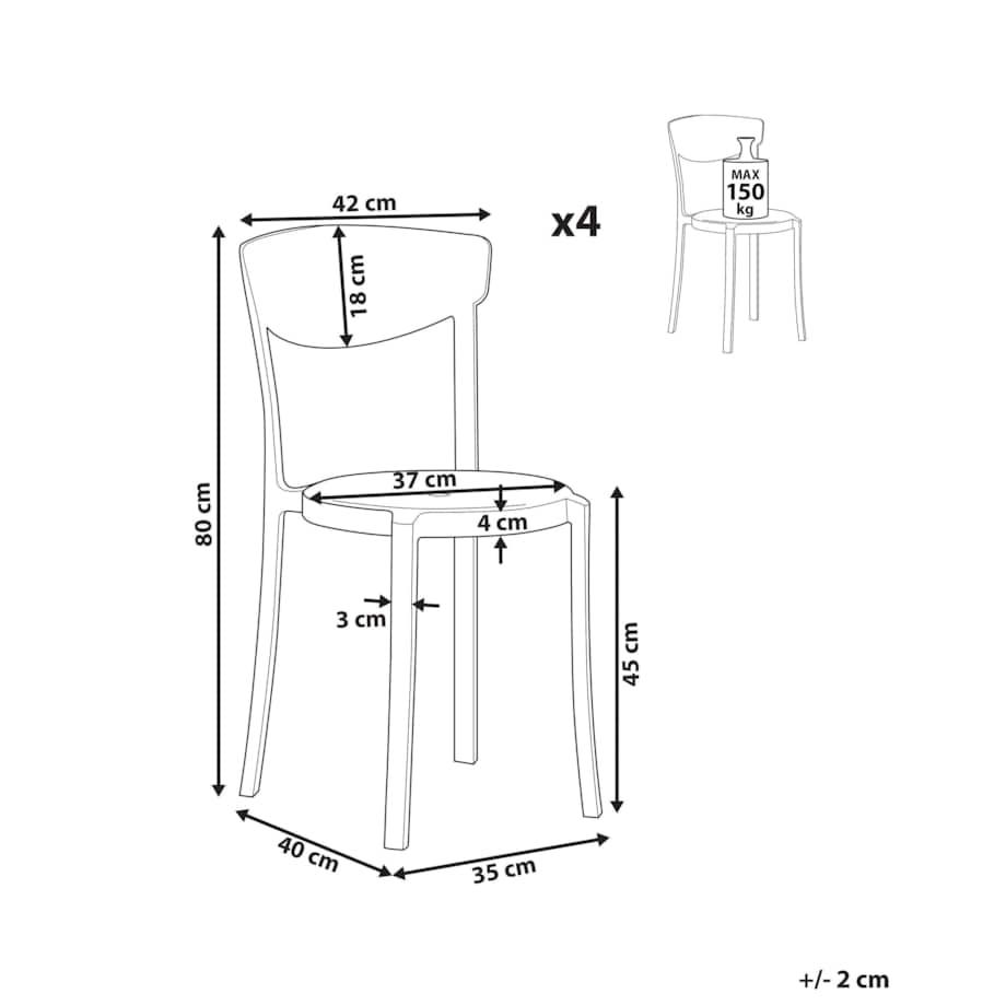 Zestaw 4 krzeseł do jadalni czarny VIESTE