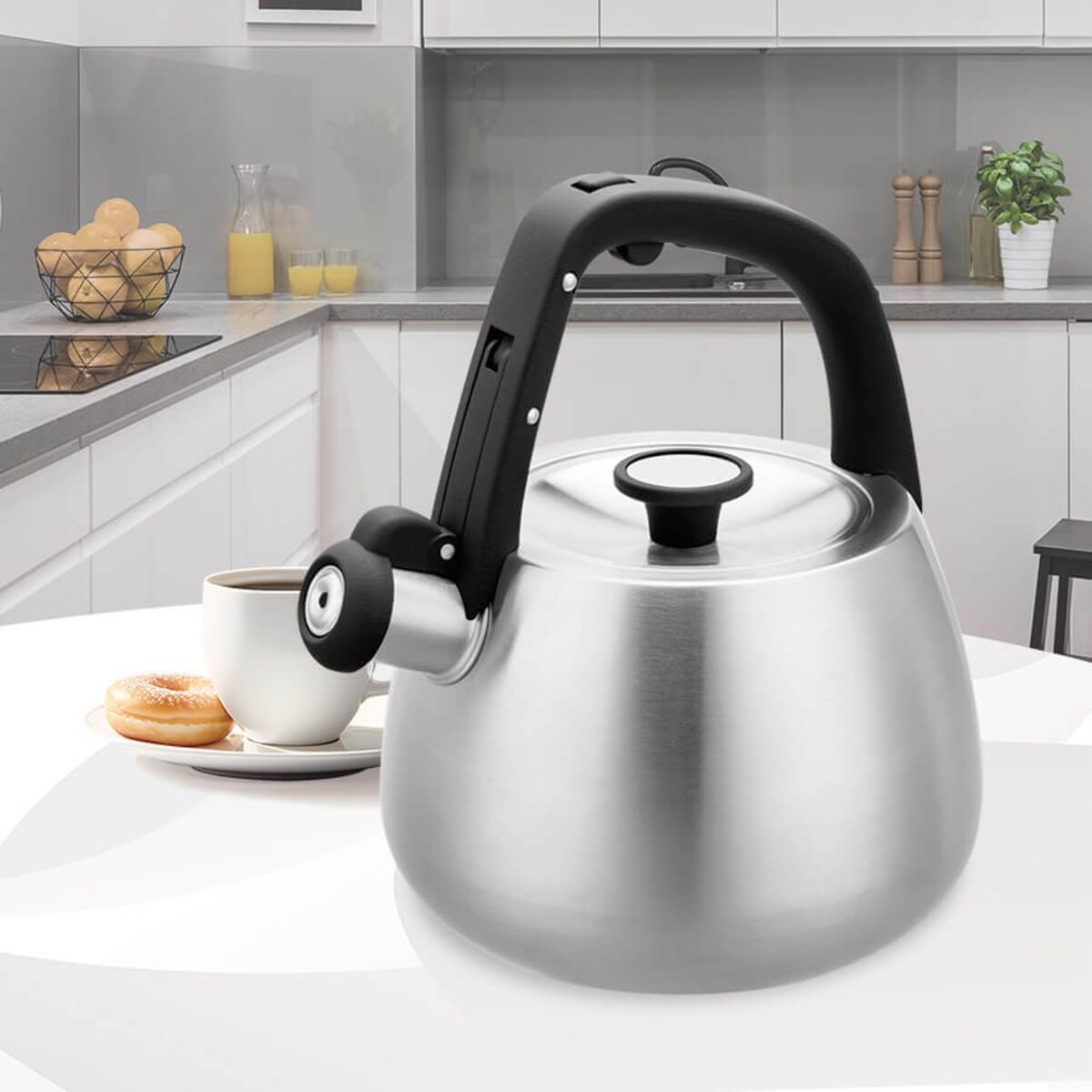 Czajnik stalowy z gwizdkiem na gaz indukcję 2.5L srebrny MAESTRO MR-1318